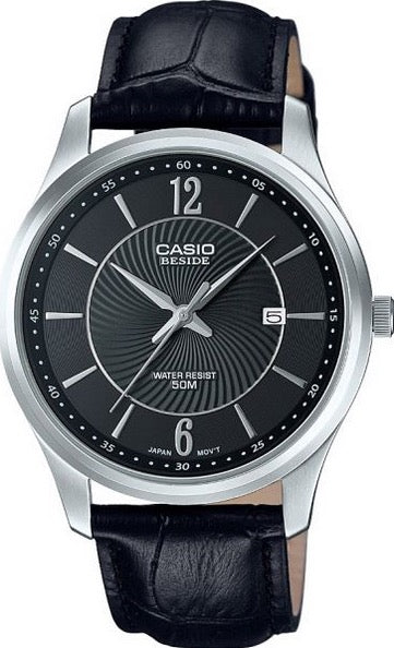 CASIO BESIDE DATE, LEATHER - BLACK — Ansicht 1