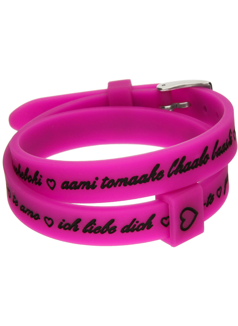 Il MEZZOMETRO I LOVE YOU SILVER BUCKLE EDITION - FUCHSIA - Bracciale in silicone/silicone bracelet — Ansicht 1
