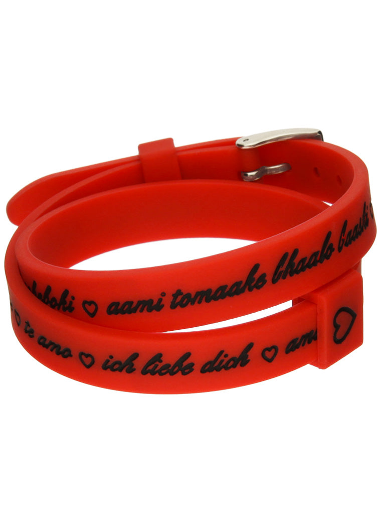 Il MEZZOMETRO I LOVE YOU SILVER BUCKLE EDITION - RED - Bracciale in silicone/silicone bracelet — Ansicht 1