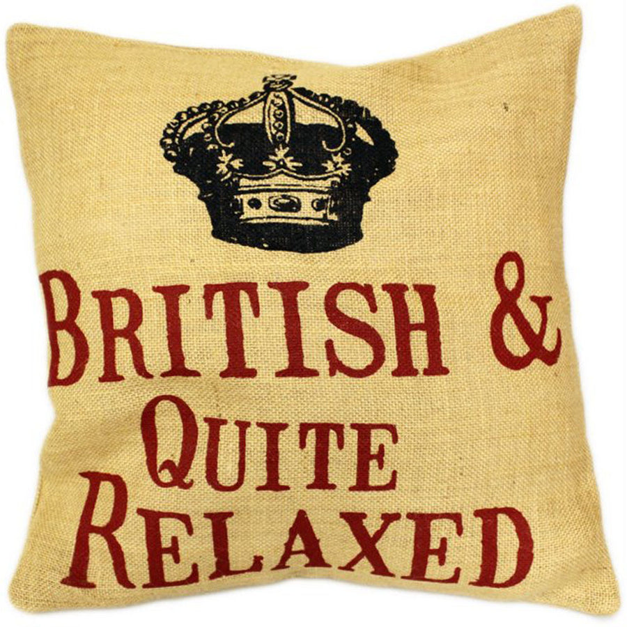 CUSCINI LETTERARI - Copricuscino in Juta lavata / Juta washed pillow case BRITISH AND QUITE RELAXED - Size 40x40cm — Ansicht 1