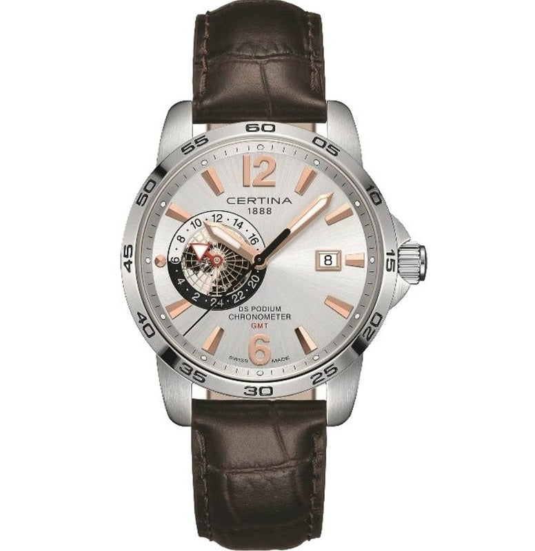 CERTINA DS PODIUM GMT SS LEATHER SILVER COSC (Contrôle Officiel Suisse des Chronomètres) — Ansicht 1
