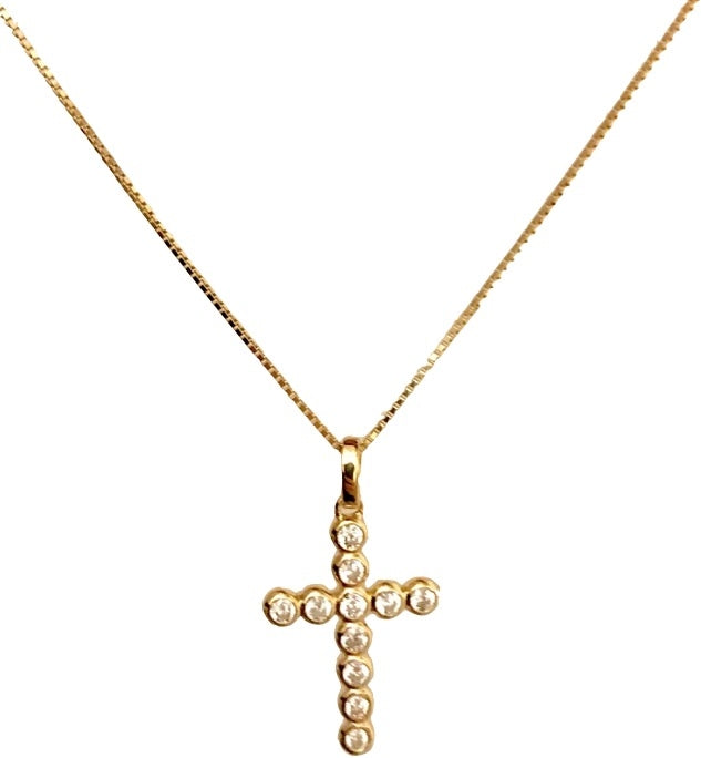 AMEN CROCE PICCOLA Argento IP Oro giallo e Zirconi — Ansicht 1