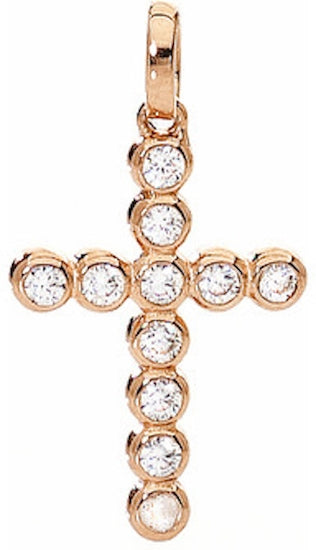 AMEN CROCE PICCOLA Argento IP Oro rosa e Zirconi — Ansicht 1
