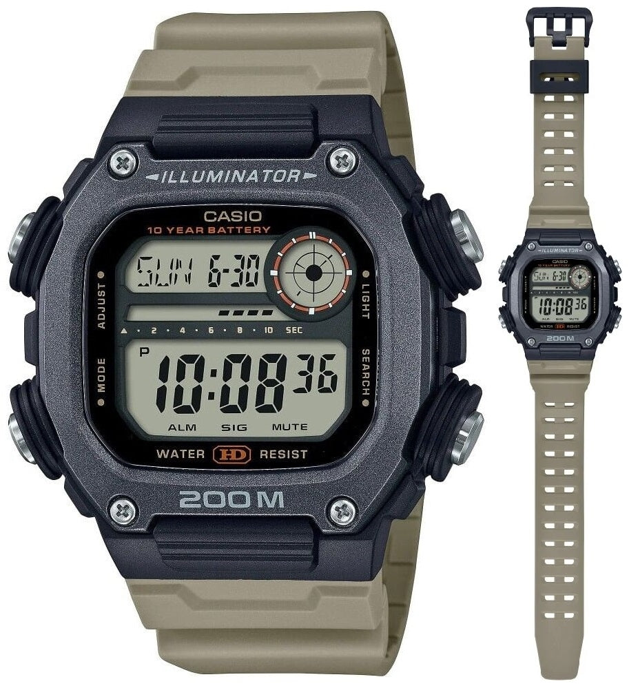 CASIO SPORT ILLUMINATOR DIVER 200M, 10 YEARS BATTERY - XL STRAP - TAUPE — Ansicht 1