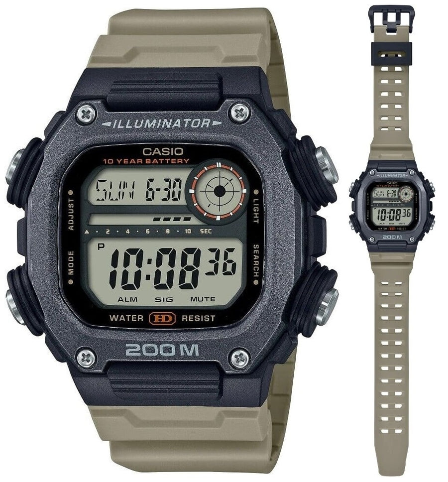 CASIO SPORT ILLUMINATOR DIVER 200M, 10 YEARS BATTERY - XL STRAP - TAUPE — Ansicht 1