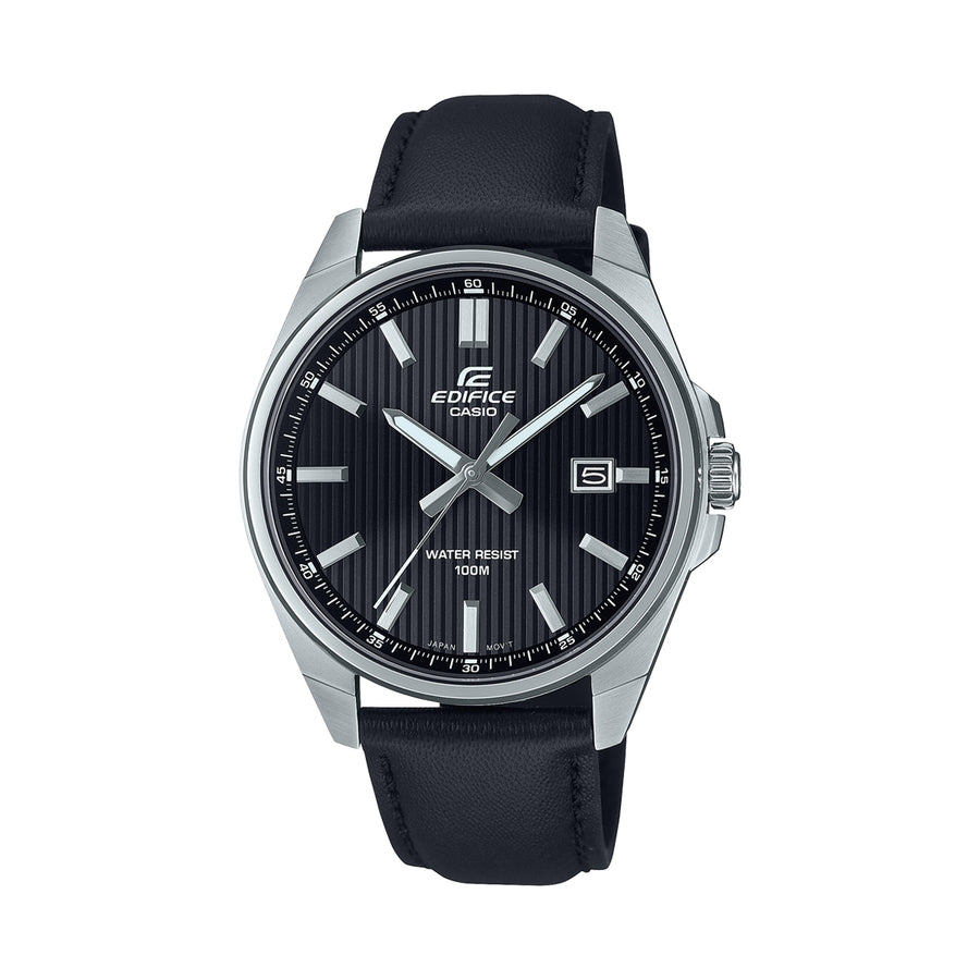 CASIO EDIFICE CLASSIC DATE - LEATHER. BLACK — Ansicht 1