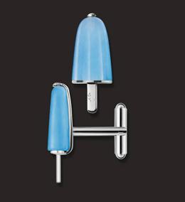 AMBROSINI JEWELS - GEMELLI ARGENTO 925Â° ghiacciolo finitura bianca pietra azzurra — Ansicht 1