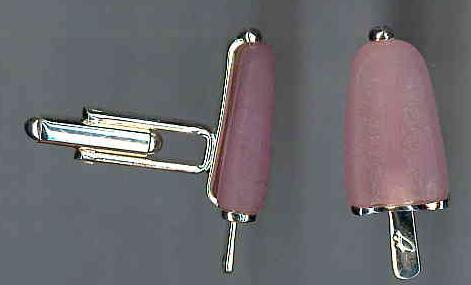 AMBROSINI JEWELS - GEMELLI ARGENTO 925Â° ghiacciolo finitura bianca pietra rosa — Ansicht 1