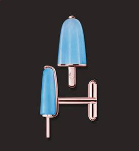AMBROSINI JEWELS - GEMELLI ARGENTO 925° ghiacciolo finitura rosé pietra azzurra — Ansicht 1
