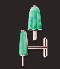 AMBROSINI JEWELS - GEMELLI ARGENTO 925° ghiacciolo finitura rosé pietra verde — Ansicht 1
