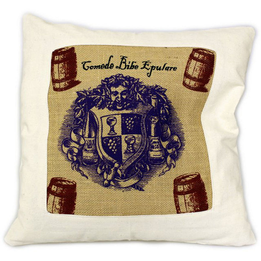 CUSCINI LETTERARI - Copricuscino in Juta lavata / Cotton pillow case e Juta lavata COMEDE BIBE EPULARE - Size 40x40cm — Ansicht 1