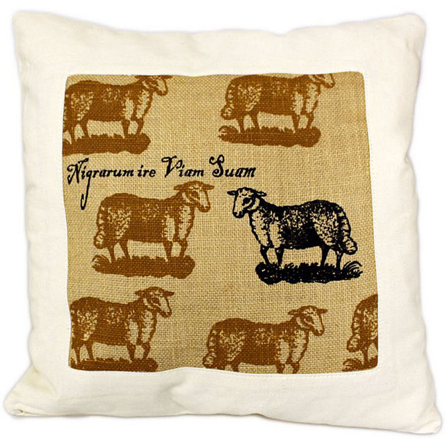 CUSCINI LETTERARI - Copricuscino in Juta lavata / Cotton pillow case e Juta lavata NIGRARUM IRE VIAM SUAM - Size 40x40cm — Ansicht 1
