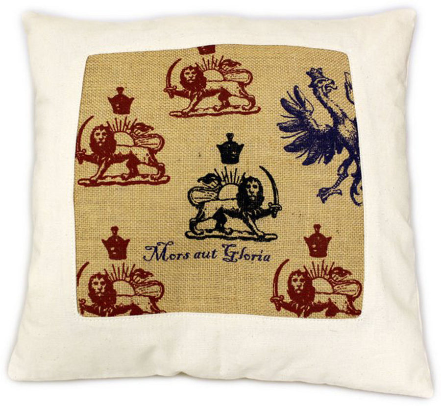 CUSCINI LETTERARI - Copricuscino in Juta lavata / Cotton pillow case e Juta lavata MORS AUT GLORIA - Size 40x40cm — Ansicht 1