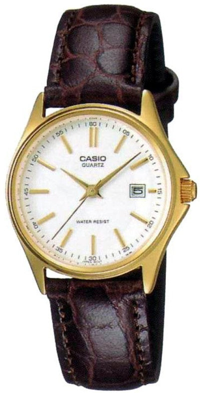 CASIO COLLECTION LADY DATE LEATHER - WHITE, GOLD INDEXES — Ansicht 1