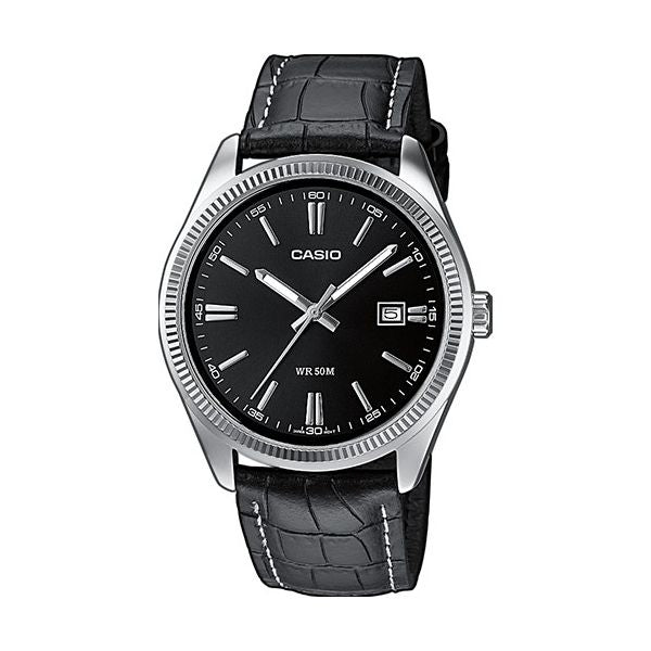 CASIO COLLECTION DATE. LEATHER STRAP - BLACK — Ansicht 1