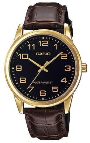 CASIO COLLECTION ONLY TIME GOLD, LEATHER - BLACK — Ansicht 1