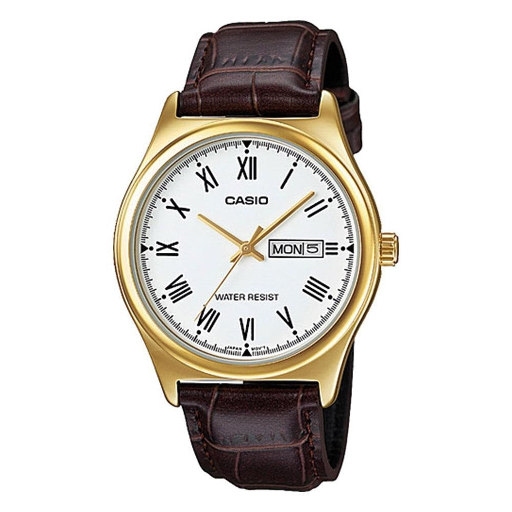 CASIO COLLECTION DAY DATE ROMAN INDEXES, LEATHER - GOLD — Ansicht 1