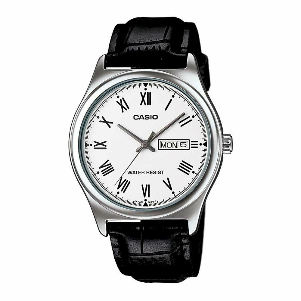 CASIO COLLECTION DAY DATE ROMAN INDEXES, LEATHER - WHITE — Ansicht 1