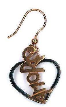 AMBROSINI JEWELS - ORECCHINI ARGENTO 925° cuore finitura brunita lucida scritta rosé — Ansicht 1
