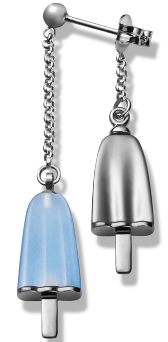 AMBROSINI JEWELS - ORECCHINI doppi ARGENTO 925Â° ghiacciolo finitura bianca pietra azzurra — Ansicht 1