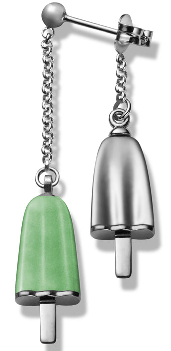AMBROSINI JEWELS - ORECCHINI doppi ARGENTO 925Â° ghiacciolo finitura bianca pietra verde — Ansicht 1