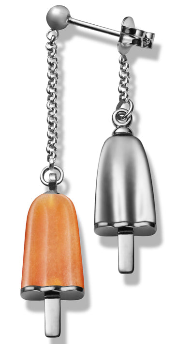 AMBROSINI JEWELS - ORECCHINI doppi ARGENTO 925Â° ghiacciolo finitura bianca pietra arancio — Ansicht 1