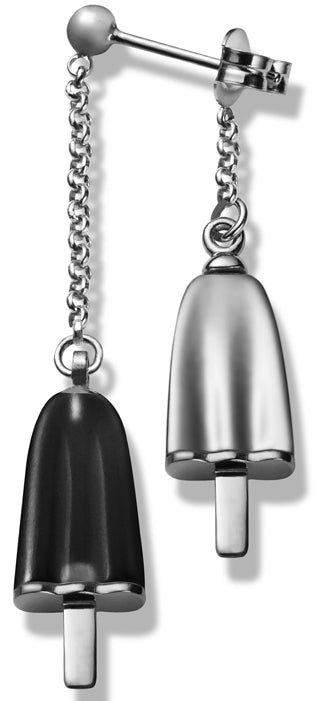 AMBROSINI JEWELS - ORECCHINI doppi ARGENTO 925Â° ghiacciolo finitura bianca pietra nera — Ansicht 1