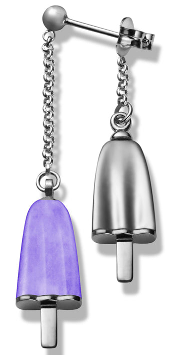 AMBROSINI JEWELS - ORECCHINI doppi ARGENTO 925Â° ghiacciolo finitura bianca pietra viola — Ansicht 1