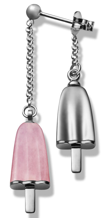 AMBROSINI JEWELS - ORECCHINI doppi ARGENTO 925Â° ghiacciolo finitura bianca pietra rosa — Ansicht 1