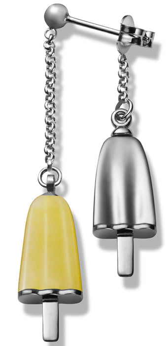 AMBROSINI JEWELS - ORECCHINI doppi ARGENTO 925Â° ghiacciolo finitura bianca pietra gialla — Ansicht 1