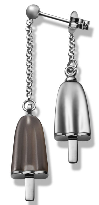 AMBROSINI JEWELS - ORECCHINI doppi ARGENTO 925Â° ghiacciolo finitura bianca pietra marrone — Ansicht 1