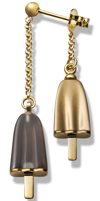 AMBROSINI JEWELS - ORECCHINI doppi ARGENTO 925° ghiacciolo finitura rosé pietra marrone — Ansicht 1