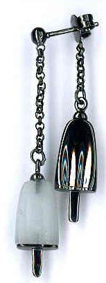 AMBROSINI JEWELS - ORECCHINI doppi ARGENTO 925Â° ghiacciolo finitura brunita pietra bianca — Ansicht 1