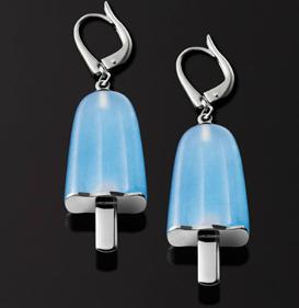 AMBROSINI JEWELS - ORECCHINI ARGENTO 925Â° ghiacciolo finitura bianca pietra azzurra medi (21x14 mm) — Ansicht 1