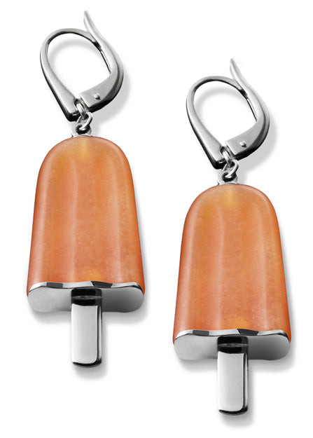 AMBROSINI JEWELS - ORECCHINI ARGENTO 925Â° ghiacciolo finitura bianca pietra arancio medi (21x14 mm) — Ansicht 1