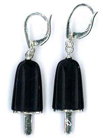 AMBROSINI JEWELS - ORECCHINI ARGENTO 925Â° ghiacciolo finitura bianca pietra nera medi (21x14 mm) — Ansicht 1