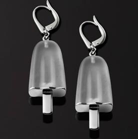 AMBROSINI JEWELS - ORECCHINI ARGENTO 925Â° ghiacciolo finitura bianca pietra ghiaccio medi (21x14 mm) — Ansicht 1