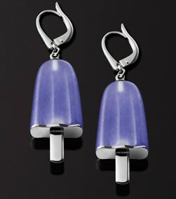 AMBROSINI JEWELS - ORECCHINI ARGENTO 925Â° ghiacciolo finitura bianca pietra viola medi(21x14 mm) — Ansicht 1