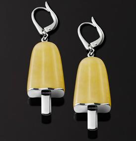 AMBROSINI JEWELS - ORECCHINI ARGENTO 925Â° ghiacciolo finitura bianca pietra gialla medi (21x14 mm) — Ansicht 1