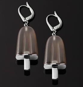 AMBROSINI JEWELS - ORECCHINI ARGENTO 925Â° ghiacciolo finitura bianca pietra marrone medi (21x14 mm) — Ansicht 1