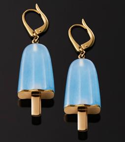AMBROSINI JEWELS - ORECCHINI ARGENTO 925° ghiacciolo finitura rosé pietra azzurra medi (21x14 mm) — Ansicht 1