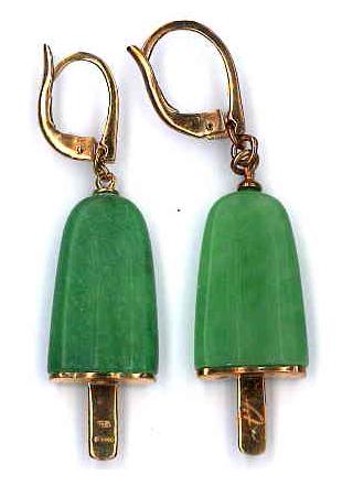 AMBROSINI JEWELS - ORECCHINI ARGENTO 925° ghiacciolo finitura rosé pietra verde medi (21x14 mm) — Ansicht 1