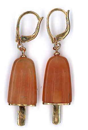 AMBROSINI JEWELS - ORECCHINI ARGENTO 925° ghiacciolo finitura rosé pietra arancio medi (21x14 mm) — Ansicht 1
