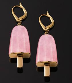 AMBROSINI JEWELS - ORECCHINI ARGENTO 925° ghiacciolo finitura rosé pietra rosa medi (21x14 mm) — Ansicht 1