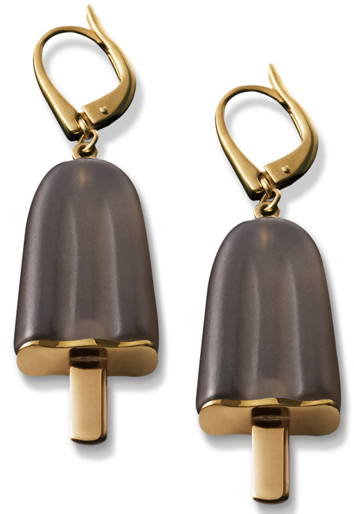 AMBROSINI JEWELS - ORECCHINI ARGENTO 925° ghiacciolo finitura rosé pietra marrone medi (21x14 mm) — Ansicht 1