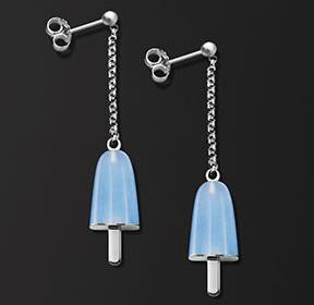 AMBROSINI JEWELS - ORECCHINI ARGENTO 925Â° ghiacciolo finitura bianca pietra azzurra piccoli (14x8mm) — Ansicht 1