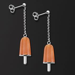 AMBROSINI JEWELS - ORECCHINI ARGENTO 925Â° ghiacciolo finitura bianca pietra arancio piccoli (14x8mm) — Ansicht 1