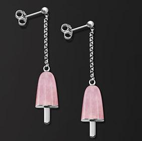 AMBROSINI JEWELS - ORECCHINI ARGENTO 925Â° ghiacciolo finitura bianca pietra rosa piccoli (14x8mm) — Ansicht 1