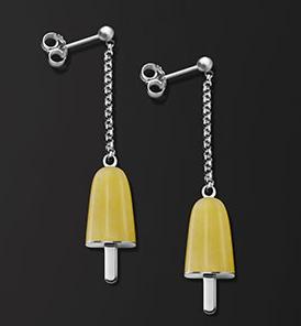 AMBROSINI JEWELS - ORECCHINI ARGENTO 925Â° ghiacciolo finitura bianca pietra gialla piccoli (14x8mm) — Ansicht 1