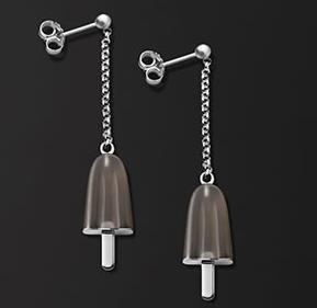 AMBROSINI JEWELS - ORECCHINI ARGENTO 925Â° ghiacciolo finitura bianca pietra marrone piccoli (14x8mm) — Ansicht 1